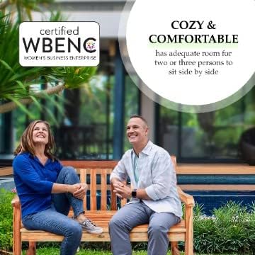 EcoDecors Hampstead 51 inch Heath Outdoor Bench Teak Wood Garden Bench for Patio with Armrests and Backrest for Indoor Use and Outdoor, in Natural Color