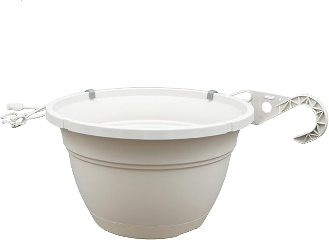The HC Companies 12 Inch Eclipse Hanging Planters, Lightweight UV-Resistant Plastic Hanging Planters for Indoor & Outdoor Plants, 2-Pack Hanging Flower Pots for Garden and Home Decor, Cottage Stone
