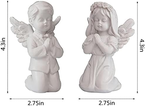 Asng Cherubs Angels Resin Garden Statue Figurine, Adorable Angel Sculpture Memorial Statue, Indoor Outdoor Home Garden Decoration (Boy and Girl)