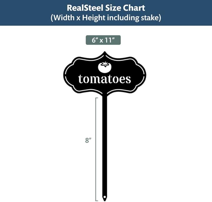 RealSteel - Seed & Plant Markers - Indoor/Outdoor Herb Garden Stakes - Elegant Fruit/Vegetable Seed Labels - Durable Plant Tags for Pots - Classy Design for Farmhouse/Greenhouse (Cucumber)