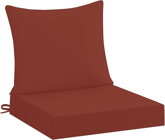 downluxe 22x22 Outdoor Chair Cushions, Waterproof Fade Resistant Patio Furniture Cushions with Handle & Removable Cover, Deep Seat Outdoor Cushions for Sofa, Couch and Patio Chairs, Brick Red