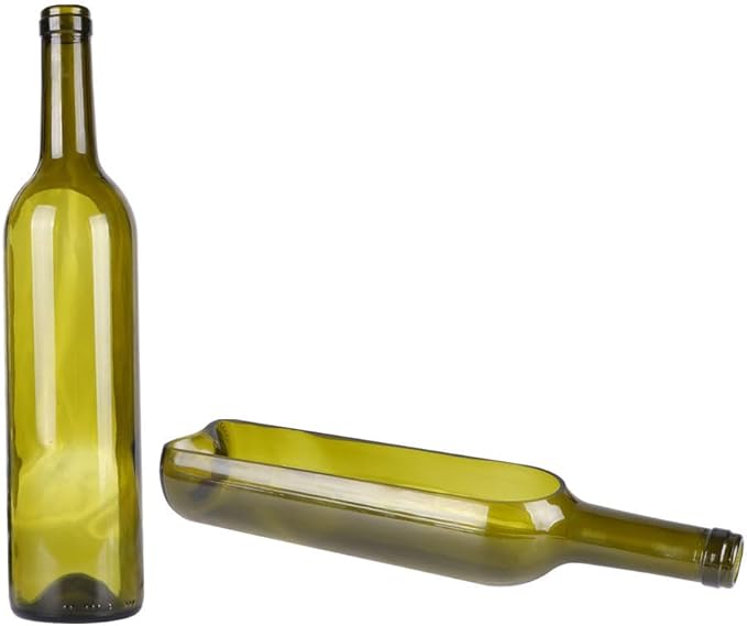 DOITOOL Glass Candle Holder Decorative Bottle 12.59In Cut Wine Bottle Vase Planter for Succulents Dried Flowers Table Centerpiece