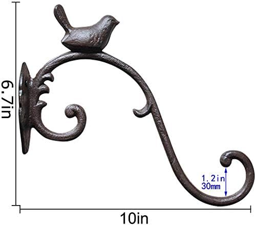 2packs Wall Metal Plant Hangers - 10" Deep Hanging Plant Hook Brackets Cast Iron Plant Hanger Decoration for Flower Basket Bird Feeder Wind Chimes Planters