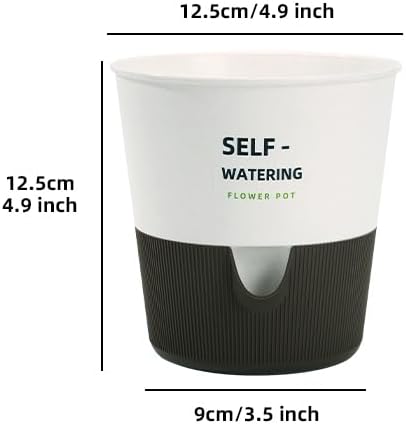 5/6.5/7.5 Inch Self Watering Pots for Indoor/Outdoor ,2 Pack plastic Planters for Indoor Plants with Drainage Holes and Saucers, Modern Decorative Flower Pot for Plants (White, 5 inch)