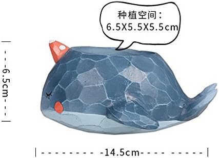 Cute Resin Whale Meaty Pot by SWONVI, Succulent Pots with Drainage Resin Mini Flower Pot Garden Plants Vase Desk Flower Decoration (Whale)