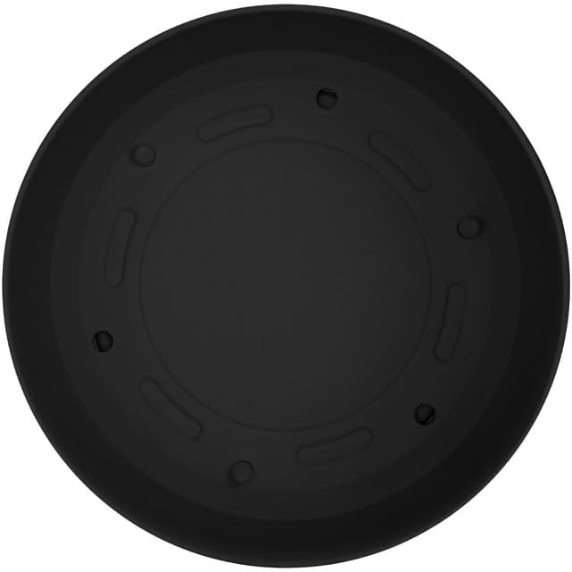 Bloem Mathers 8" Black Round Modern Resin Garden Planter Pot with Drainage Holes and Removable Saucer Tray Included