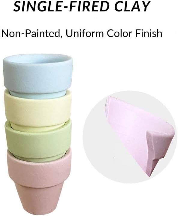 Mini Pastel Terracotta Pots for Micro Gardens – 30 Pack, 1.7” Tiny Breathable Clay Planters, Macaron Colors, for Moss, Fairy Gardens, Dollhouses, and Succulents (Green, 1.7 Inch)