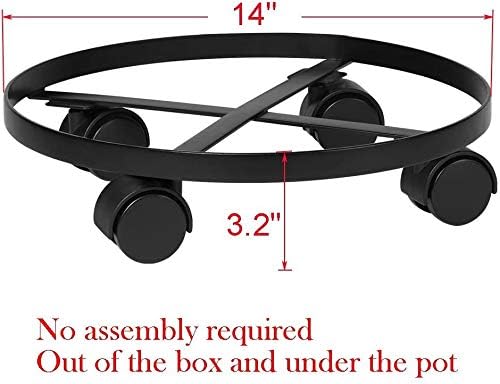 AMAGABELI GARDEN & HOME Plant Caddy with Wheels Heavy Duty 14“ 2 Pack Rolling Plant Stand Plant Dolly Iron Wheeled Lockable Casters Round Pot Mover Rollers Indoor Outdoor Planter Trolley Metal