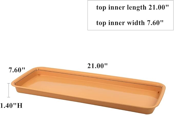 BangQiao 21 Inch Plastic Rectangular Planter Pot Saucer Tray for Indoor and Outdoor Plants, Pack of 3, Terracotta