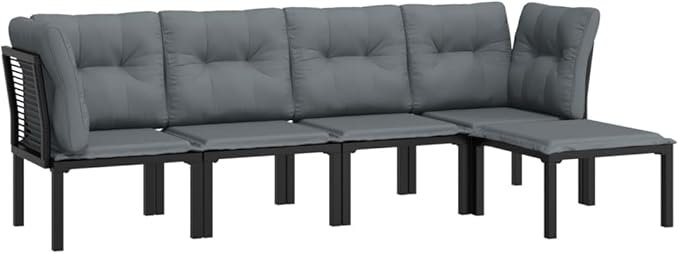 Garden Lounge Set Black and Dark Grey Outdoor Furniture Set Garden Seating Ensemble for Backyard Pond