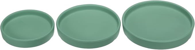 3 Pack Planter Saucers - Ceramic Plant Tray Flower Pot Drip Trays Round Apply to Outdoor/Garden (4/5/6inch, Deep Green)