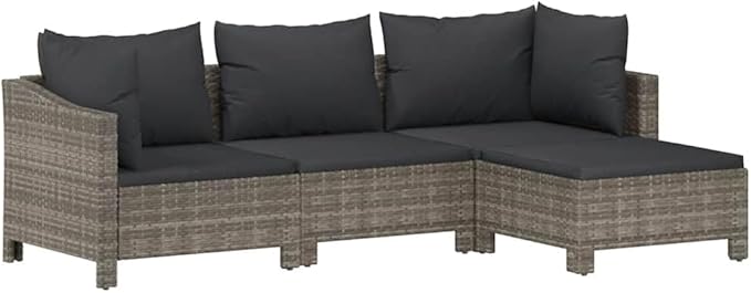 Garden Lounge Set Gray Poly Rattan Medium Durable Garden Furniture Set for Backyard Backyard
