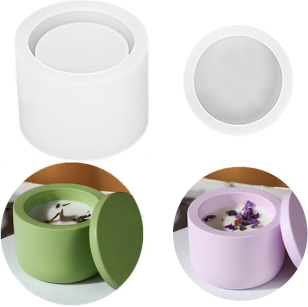 Storage Boxes with Lids - Creative Silicone Candle Vessels Pot Molds, Concrete Round Stripe Bottle Making Moulds for Storage and Candle Holder (G)