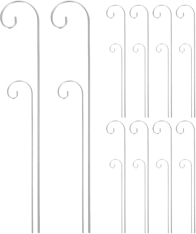 Kisangel Plant Label Hooks 20Pcs Garden Marker Stakes with Curled Tip Steel Sign Stakes for Outdoor Flower Pots and Planters