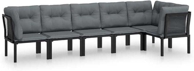 Garden Lounge Set Black and Dark Gray Patio Furniture Set Garden Seating Ensemble for Backyard Deck