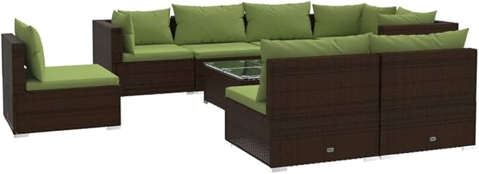 Garden Lounge Set Brown and Green Outdoor Conversation Set Garden Seating Ensemble for Pond Backyard