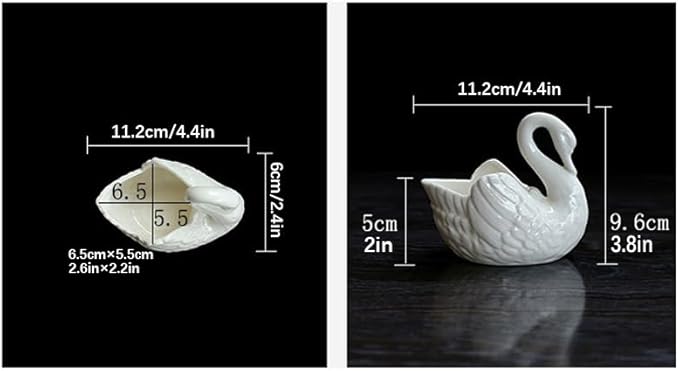 White Ceramic, Swan Flowerpot, Succulent Flowerpot, Medium Temperature Porcelain, Can be Used as Candle Holder (1, Large)