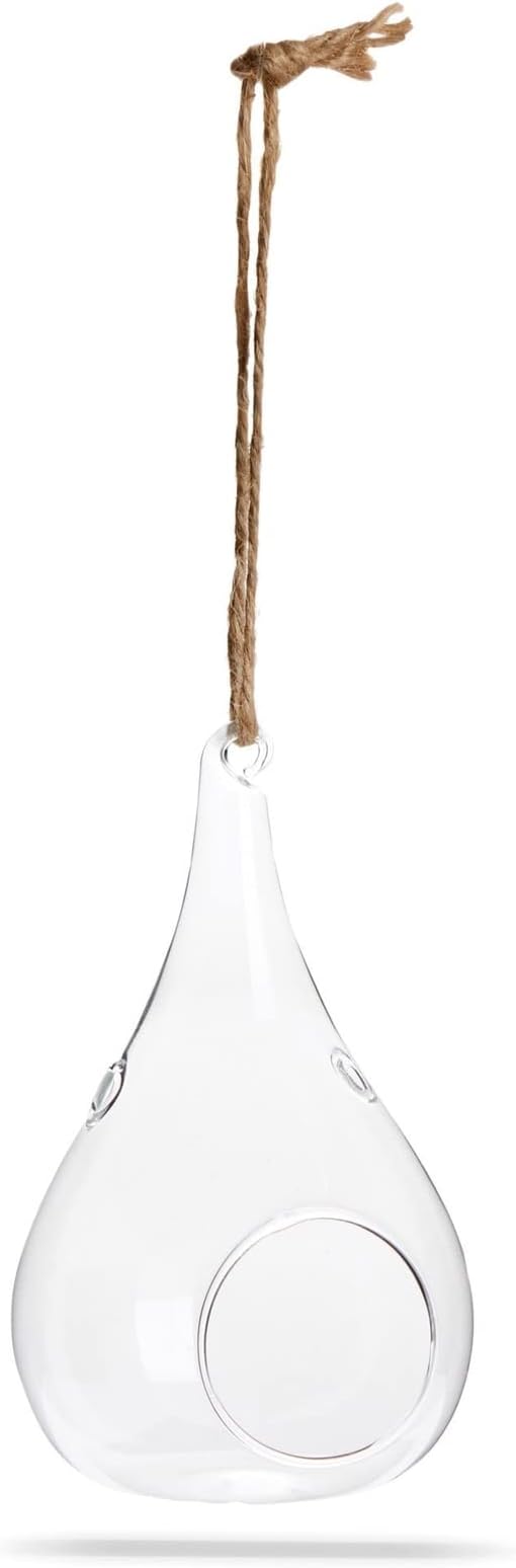 Juvale Teardrop Hanging Glass Terrarium - Air Plant Holder & Succulent Planter - Tea Light Candle Holder & Glass Globe for Air Plants - Pack of 5-3 x 5.5 in