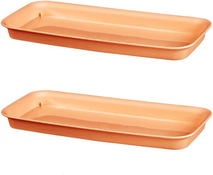RCFINE 2Pcs Plant Saucers Rectangular Plastic Plant Drip Trays for Holding Water Drips and Soil, Indoors Outdoor Plant Trays Garden Supplies (Brown,S)