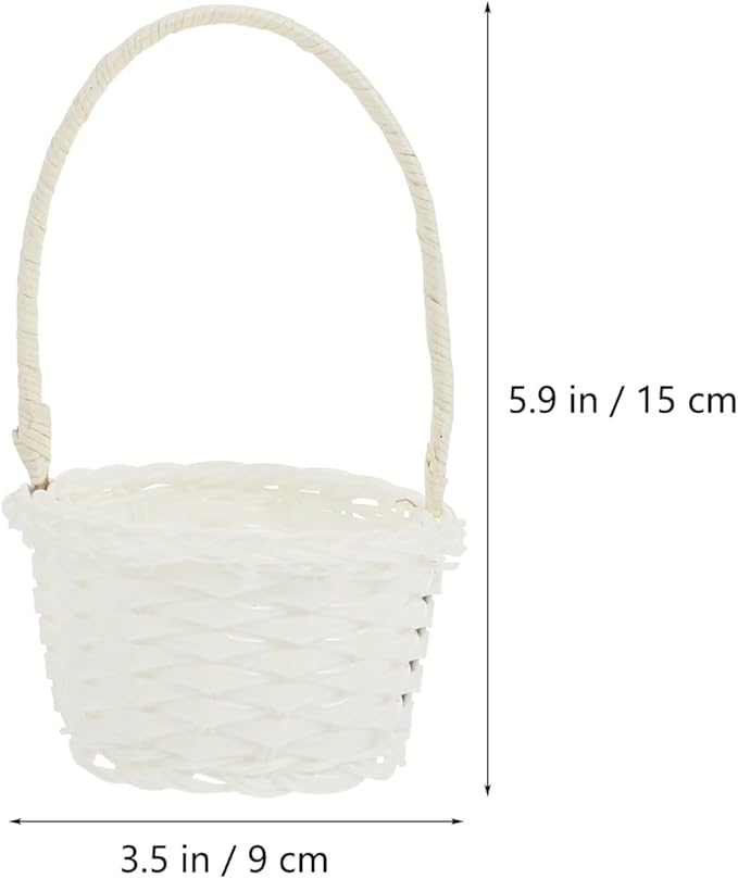 DOITOOL Rattan Vegetable Basket Small Woven Storage Basket with Handle 3.54X3.54X5.31 Inch Natural Rattan Bread for Kitchen Picnic Garden Planting
