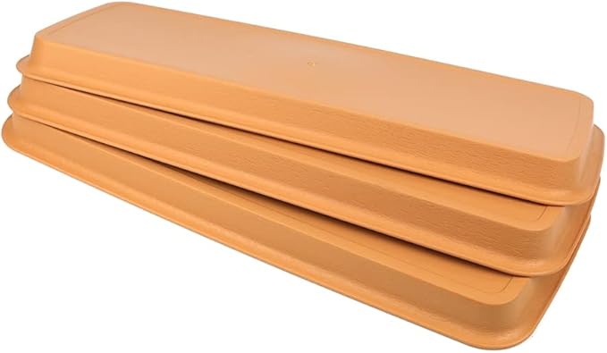 BangQiao 21 Inch Plastic Rectangular Planter Pot Saucer Tray for Indoor and Outdoor Plants, Pack of 3, Terracotta
