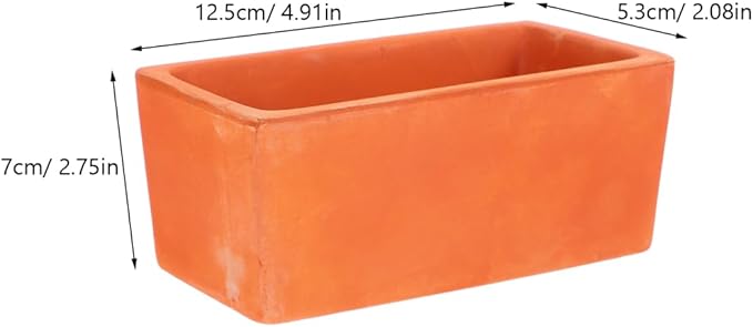 YARNOW Rectangular Terracotta Planter with Drainage Hole - Small Clay Pot for DIY Garden Plants Indoor Windowsill and Tabletop Decoration, 4.9 x 2.1 x 2.7 Inch