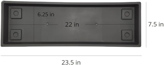 The HC Companies 23.5 Inch Venetian Rectangular Plant Saucer - Indoor Outdoor Plastic Plant Trays for Pots - 23.5"x7.5"x1.3" Warm Gray (Pack of 4)