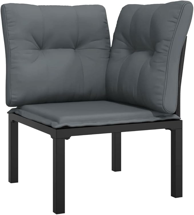 Garden Lounge Set Black and Dark Grey Outdoor Furniture Set Garden Seating Ensemble for Pond Backyard