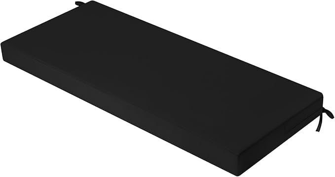 idee-home Outdoor Bench Cushions for Outdoor Furniture 48x18, Patio Loveseat Porch Swing Cushions Waterproof, Black