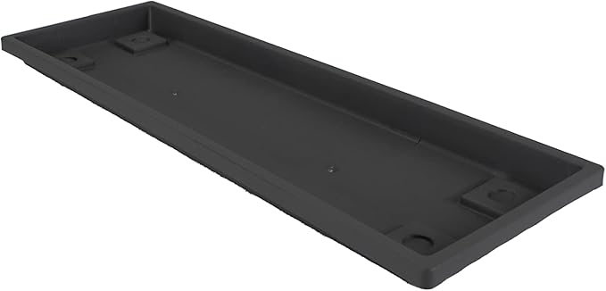 The HC Companies 23.5 Inch Venetian Rectangular Plant Saucer - Indoor Outdoor Plastic Plant Trays for Pots - 23.5"x7.5"x1.3" Warm Gray (Pack of 4)