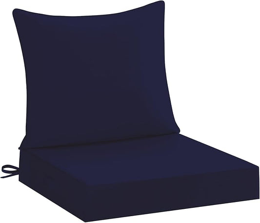 downluxe 19x19 Outdoor Chair Cushions, Waterproof Fade Resistant Patio Furniture Cushions with Handle & Removable Cover, Deep Seat Outdoor Cushions for Sofa, Couch and Patio Chairs, Navy