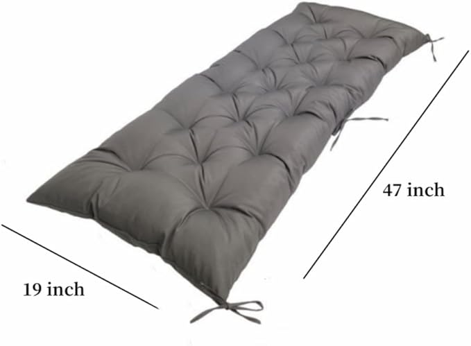 Srutirbo Waterproof Indoor/Outdoor Bench Cushion Garden Non-Slip Swing Chair Cushion, Loveseat Cushion for Patio Furniture Swing Wicker Garden Bench, Indoor Lounger Seat (Dark Grey, 47x19in)