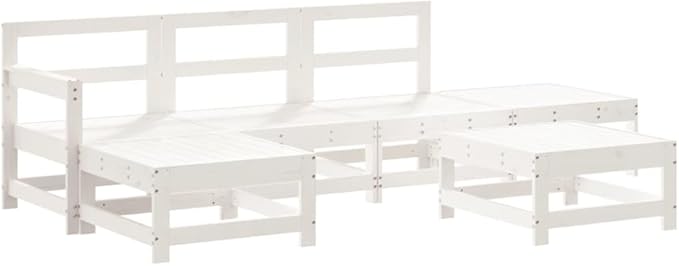 Garden Lounge Set White Solid Pine Wood Modular Lounge Set Garden Seating Ensemble for Pond Outdoor