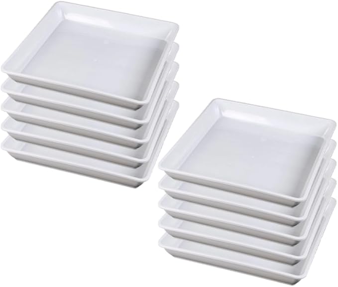 10pcs Plastic 6" Square Plant Saucer Drip Tray Indoors Outdoors Flower Pot Tray