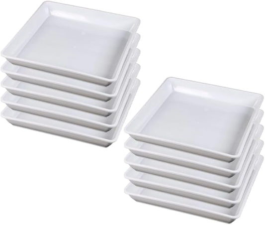 10pcs Plastic 6" Square Plant Saucer Drip Tray Indoors Outdoors Flower Pot Tray