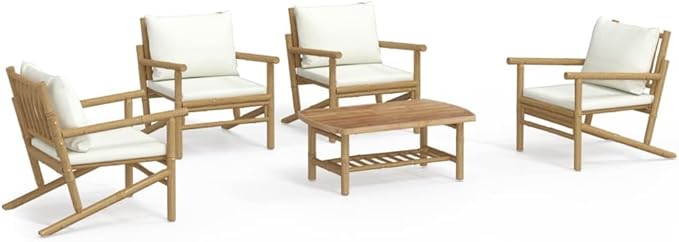 Garden Lounge Set Cream White Outdoor Furniture Set Garden Seating Ensemble for Pond Backyard
