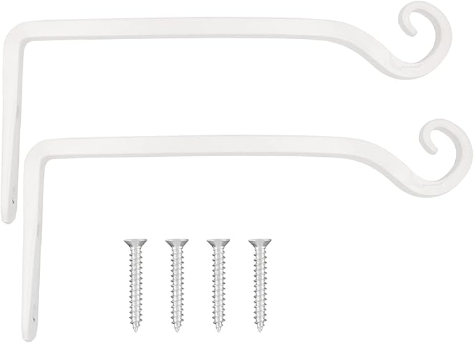 LOOGI Hanging Plant Bracket, Wall Hook Plant Hanger 10 Inch Decorative Hooks for Indoor Planter Lantern, Outdoor Bird Feeder Wind Chime, 2 Pack White