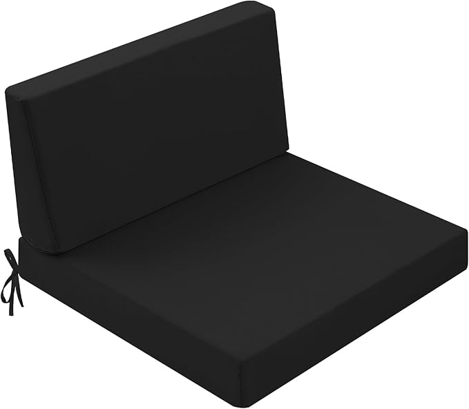 Outdoor Cushions for Patio Furniture, Outdoor Seat and Back Cushion, Waterproof Hampton Bay Deep Seat Replacement Couch Cushions for Garden Lawn, 28.5x28.5 Black