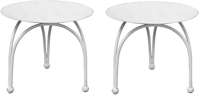 Hosley Set of 2 Whitewashed Iron Pillar Candle Holders – 3.6” Height – Ideal for LED and Pillar Candles, Weddings, Parties, Home Décor, Spa, Reiki, and Aromatherapy