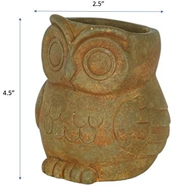 Classic Home and Garden Cement Buddies Animal Planters - Cute Desk Decoration - UV Coated Animal Vase w/Removable Drain Plug - Succulent Plant Pot for Indoor/Outdoor (Owl Planter, Rust, Small)