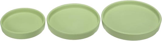 3 Pack Planter Saucers - Ceramic Plant Tray Flower Pot Drip Trays Round Apply to Outdoor/Garden (4/5/6inch, Dark Green)