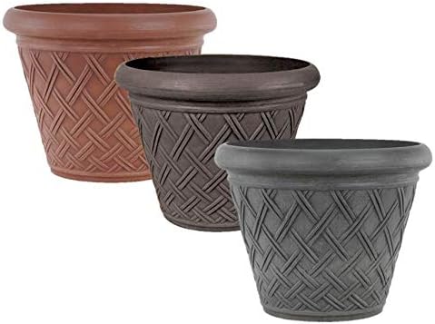 PSW Pot Collection Basket Weave Planter Pot for Indoor and Outdoor Plants and Gardens, 18-inch, Chocolate