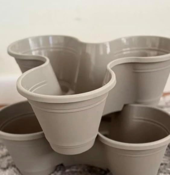 Stackable Vertical Planter, 3-Section Set of 3, Taupe, Indoor and Outdoor Use