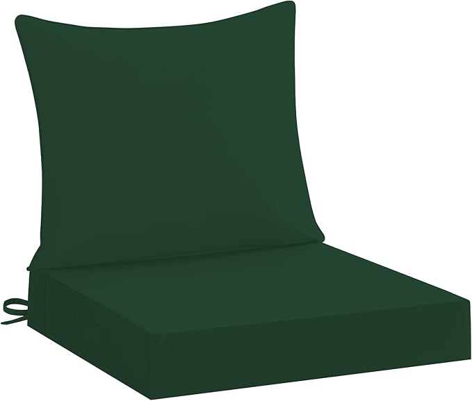 downluxe 22x22 Outdoor Chair Cushions, Waterproof Fade Resistant Patio Furniture Cushions with Handle & Removable Cover, Deep Seat Outdoor Cushions for Sofa, Couch and Patio Chairs, Forest Green