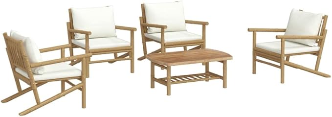 Garden Lounge Set Cream White Outdoor Furniture Set Garden Seating Ensemble for Pond Backyard