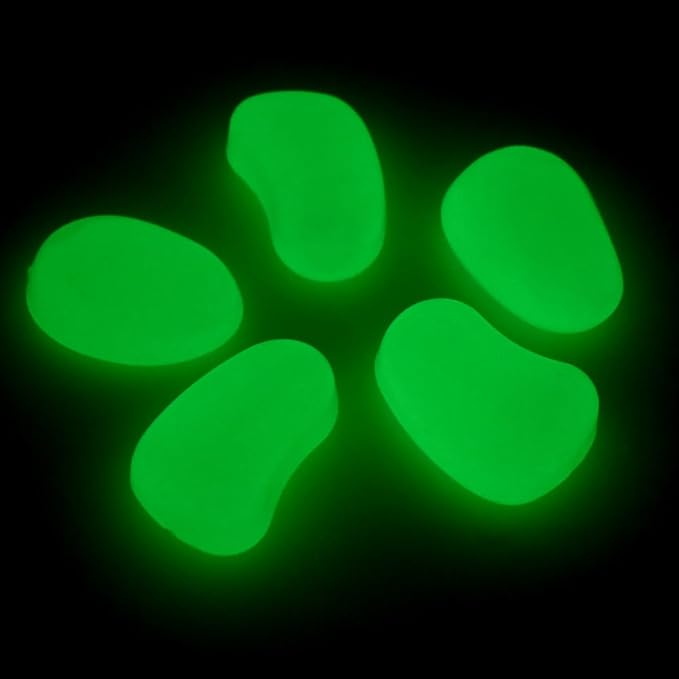 QTTLLI 20Pcs 4.5CM Large Glow Pebbles Glow in The Dark Decorative Stones Rocks for Garden Path Walkway Yard Fish Tank, Green