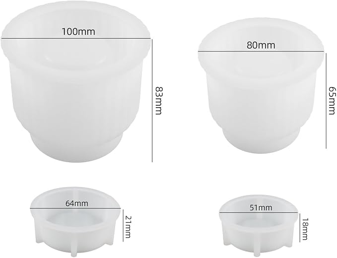 Storage Box With Lids, Silicone Candle Jar Molds Set, Creative Vessels Pot Molds, Concrete Round Stripe With Cover Bottle Making Moulds for Holder (L-2Pcs)