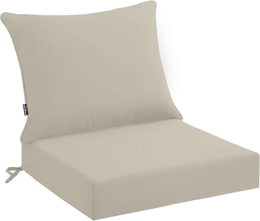 Outdoor Seat Cushion Set 24 x 24 x 4 Inch, Waterproof & Fade Resistant Patio Furniture Cushions with Removable Cover, Thick Deep Seating Pads for Outside Chair Sofa Couch