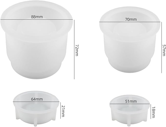 Storage Box with Lids Candle Jar Molds Set, Creative Silicone Candle Vessels Pot Molds, Concrete Round Stripe with Cover Bottle Making Moulds for Storage Candle Holder (K-2Pcs)