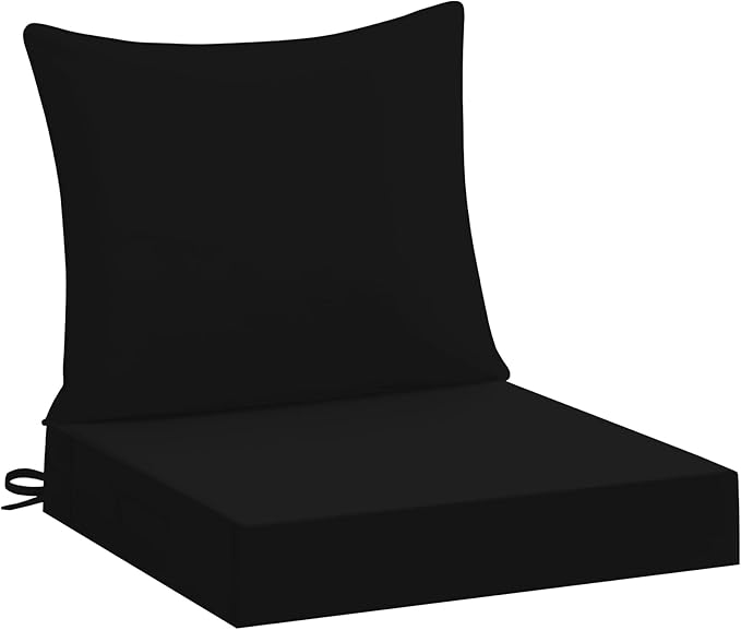 downluxe 22x22 Outdoor Chair Cushions, Waterproof Fade Resistant Patio Furniture Cushions with Handle & Removable Cover, Deep Seat Outdoor Cushions for Sofa, Couch and Patio Chairs, Black